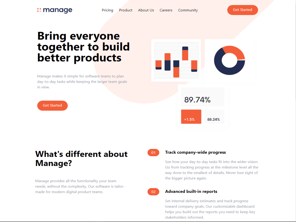Manage landing page