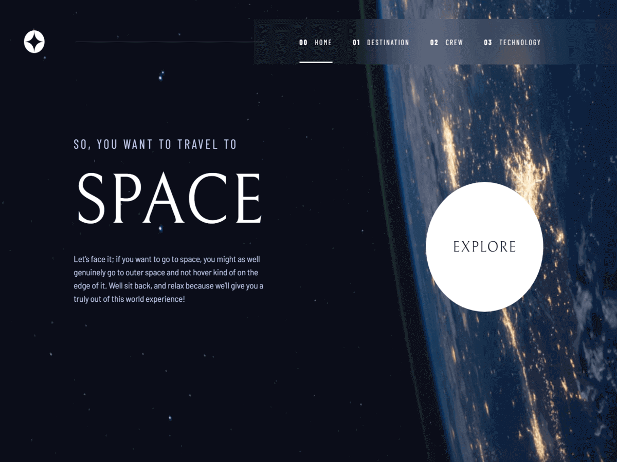 Space tourism website